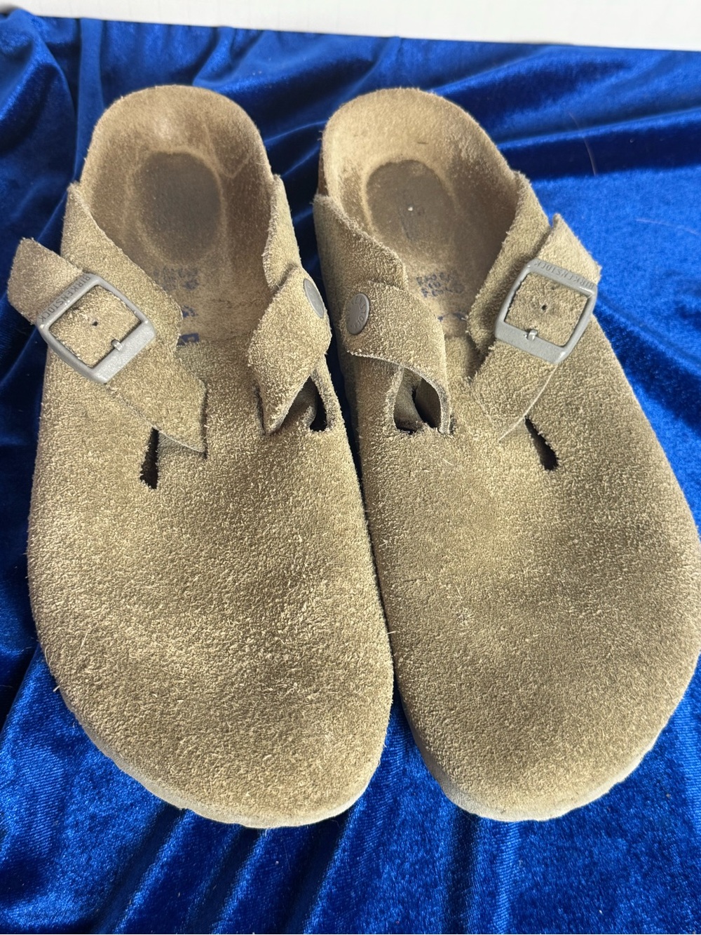 Birkenstock Suede Clog Mules in Olive